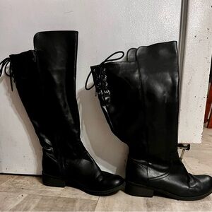 Black Leather Knee-High Boots